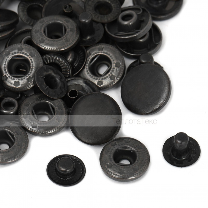 Кнопка плоская установочная металлическая (нержавейка) Альфа, 15мм (упаковка 10шт) Китай (Оксид (Черный))