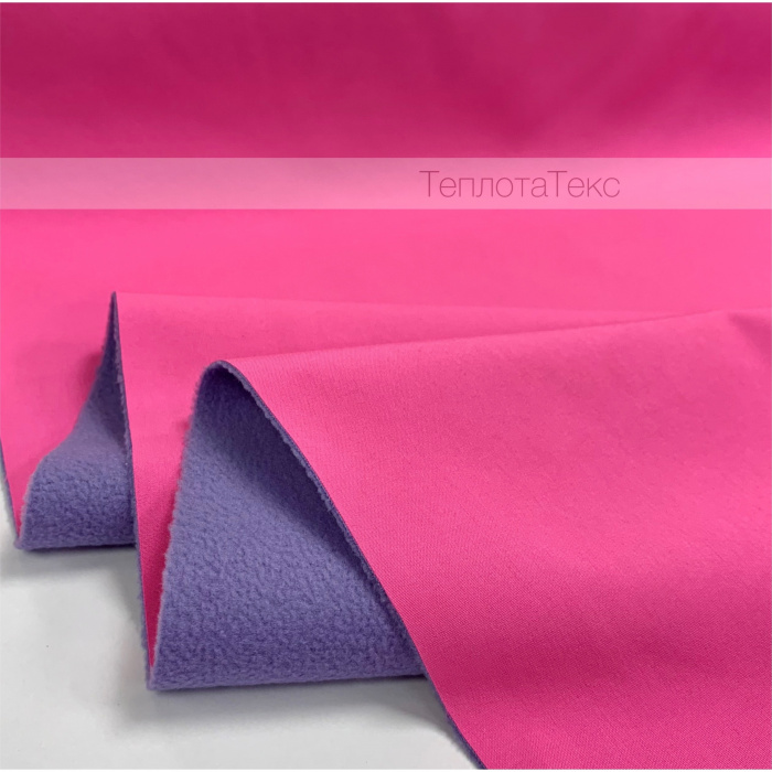Софтшелл на плащевке, 3К / 3К, двухцветный (Розовый неон/ лаванда (1088 neon pink/lavanda) - О)