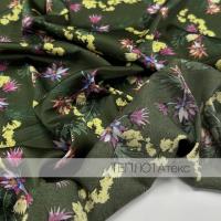 2217Цветочки яркие, фон Сочный хаки