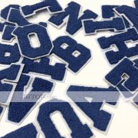 Термонашивка текстиль, Буквы в ассортименте, Синяя на сером (махра), 7*5см