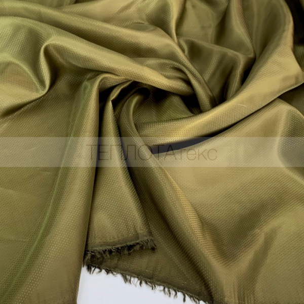 Подкладочная ткань с вискозой, саржа, рисунок Горошки (Хаки 2)
